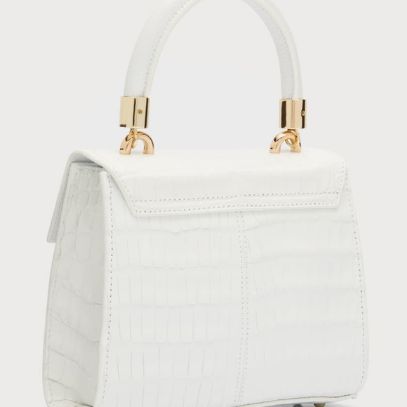 White Maria Oliver Michelle Crocodile top handbag - Picture 7 of 16